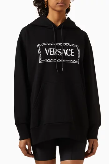 Embroidered Logo Oversized Hoodie in Cotton-jersey