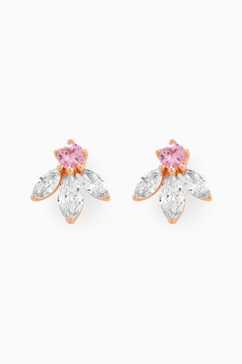 Pixie Wings Diamond & Sapphire Stud Earrings in 18kt Rose Gold