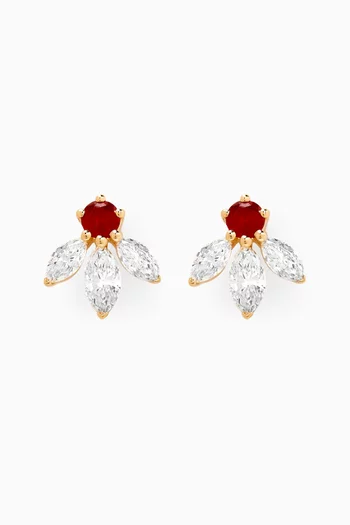 Pixie Wings Diamond & Ruby Stud Earrings in 18kt Gold