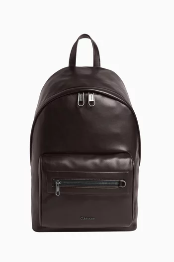 Elevated Campus Logo Backpack in Faux-leather