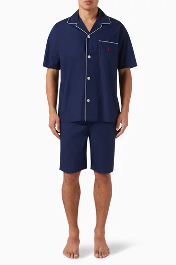 طقم بيجاما بطبعة شعار الماركة قطن