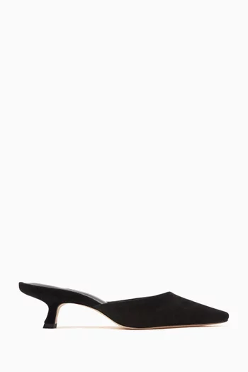 حذاء ويلدا مفتوح من الخلف بكعب 50 مم شمواه