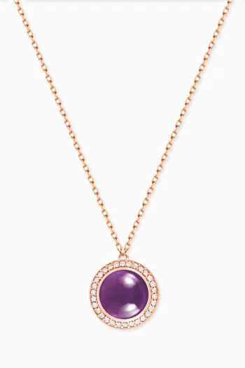 Noor Diamond & Amethyst Necklace in 18kt Rose Gold