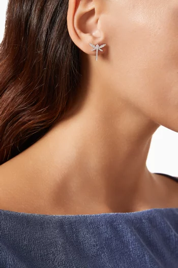 Dragonfly Diamond Stud Earrings in 18kt White Gold