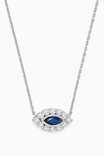 Evil Eye Diamond & Sapphire Pendant Necklace in 18kt White Gold