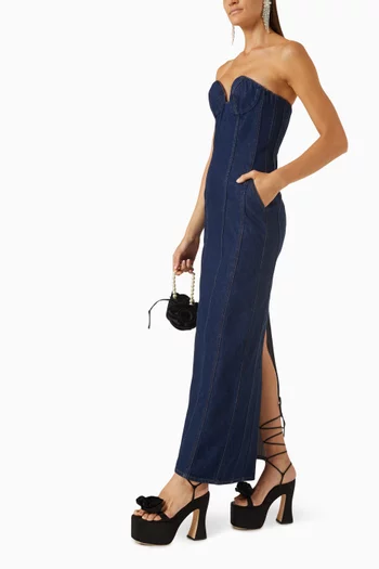 Bustier Midi Dress in Denim