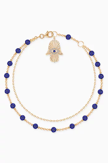 Talisman Diamond & Lapis Lazuli Bracelet in 18kt Yellow Gold