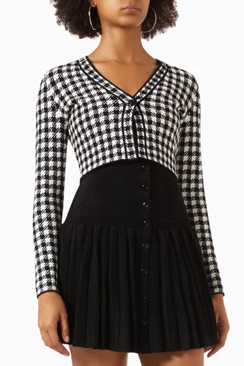 Meel Cropped Gingham Cardigan in Jacquard-knit