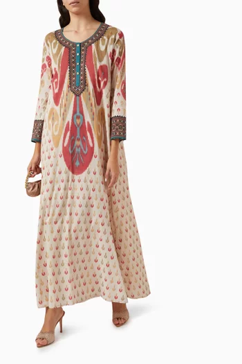 Printed  Jalabiya Dress in Cotton