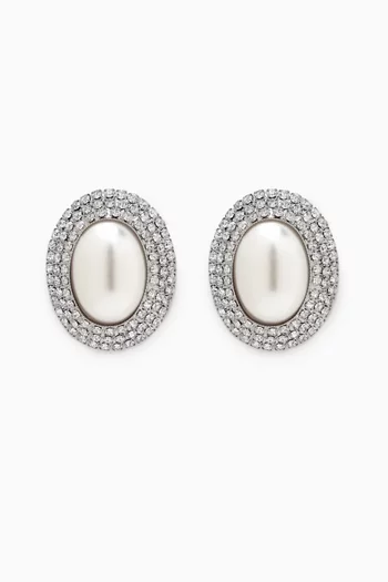 Pearl Crystal Clip-on Stud Earrings