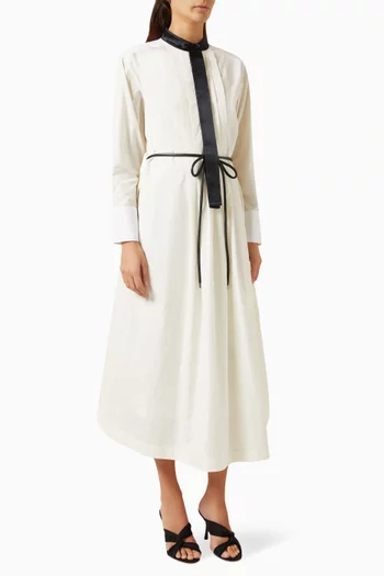 Cord-belt Midi Dress in Cotton