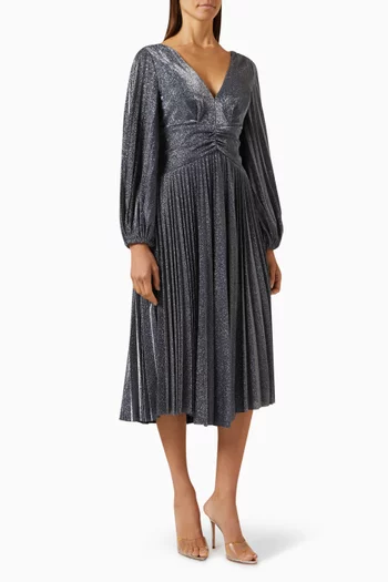 Cut-out Pleated Dress in Lurex-nylon