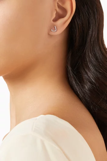 Arabic Initial Single Earring - Letter "D" in 18kt White Gold