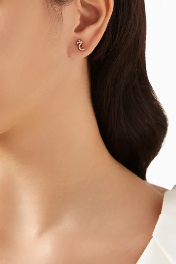 Arabic Initial Single Earring - Letter "Kha" in 18kt Rose Gold