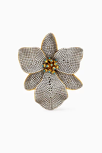 Singapore Orchid Crystal Ring in 24kt Gold-plated Bronze