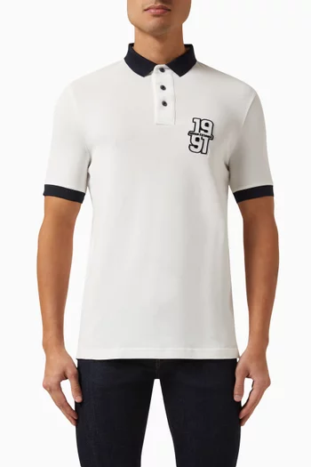 AE Logo Polo Shirt in Cotton Piqué
