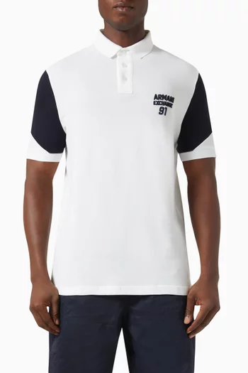 AE Logo Polo Shirt in Cotton Piqué