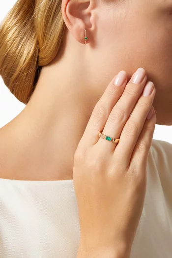 Emerald Split Bar Ring in 14kt Gold