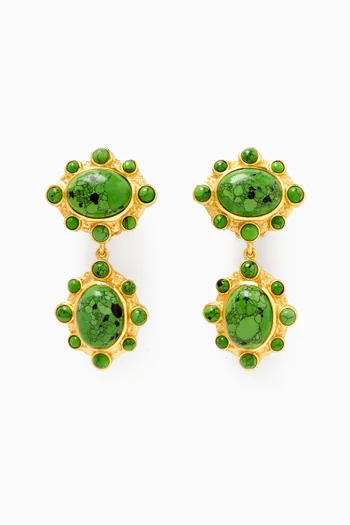 Vera Drop Stone Earrings in 24kt Gold-plated Brass