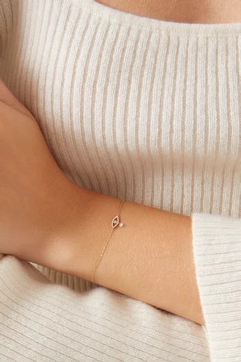 سوار سيلين بحلية عين مرصعة بماس بافيه ذهب عيار 18