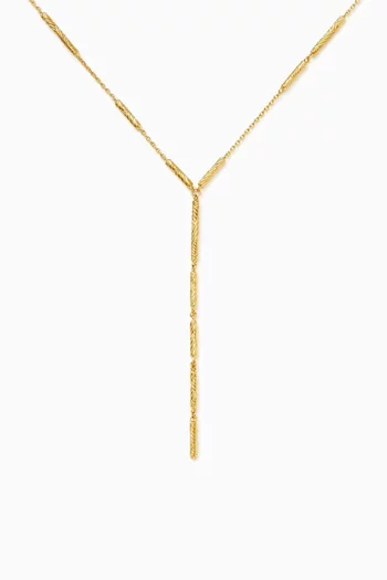 Wavy Ridge Lariat Chain Necklace in 18kt Recycled Gold-plated Brass