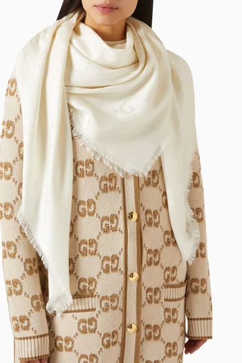 شال جاكار بشعار حرفي GG حرير وصوف