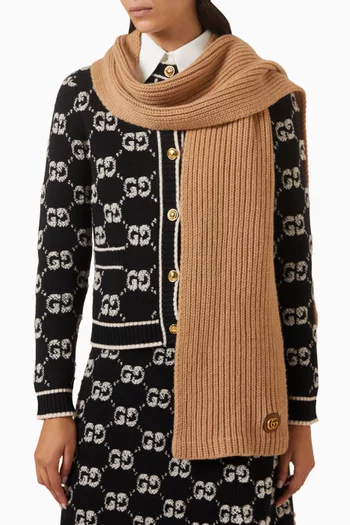 Double G Long Scarf in Ribbed-knit