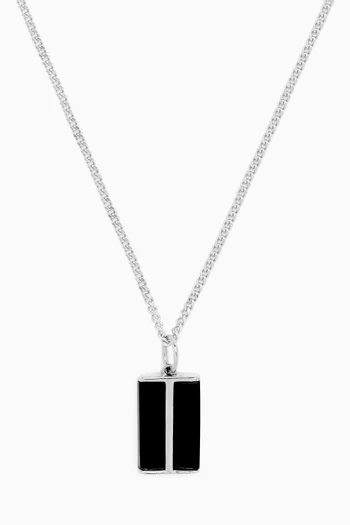 Duo Onyx Pendant Necklace in Sterling Silver