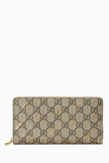 Horsebit Zip-around Wallet in GG Supreme Canvas