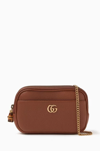 Super Mini Double G Bamboo Bag in Cuir Leather