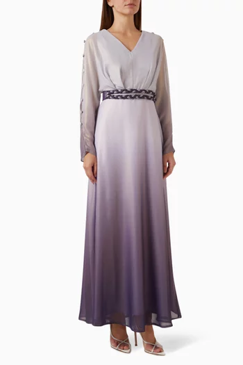 Ombre Belted Maxi Dress in Satin