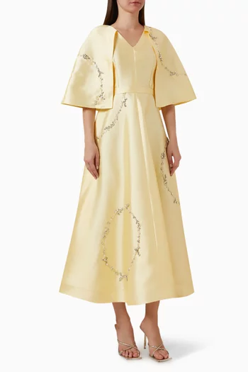 Embellished Cape-sleeve Dress
