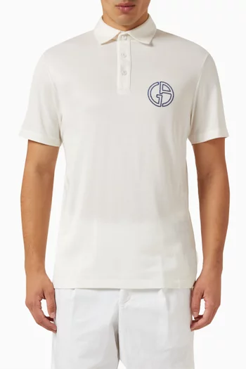Logo Polo Shirt in Cupro-cotton Blend