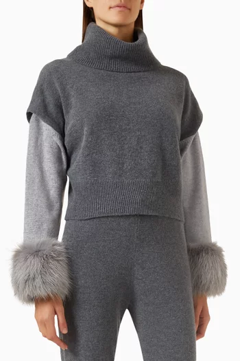 High-neck Layered Sweater in Merino Wool