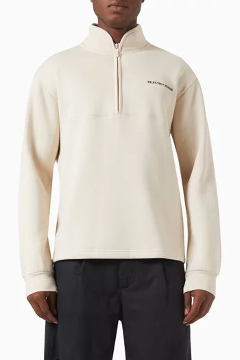 Logo Half-zip Sweatshirt in Recycled Cotton Blend