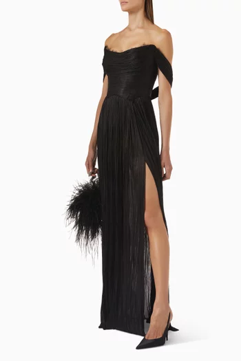 Sharon Lace-trim Maxi Gown in Silk Tulle