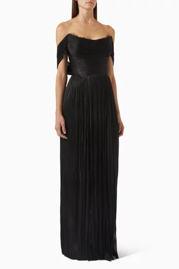 Sharon Lace-trim Maxi Gown in Silk Tulle