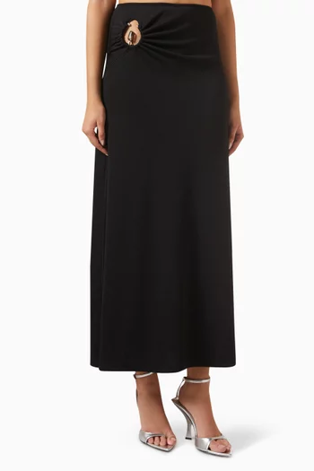 Orbit Cut-out Maxi Skirt in Ribbed Knit