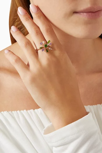 Fireworks Fiesta Precious Gemstone Ring in 18kt Rose Gold