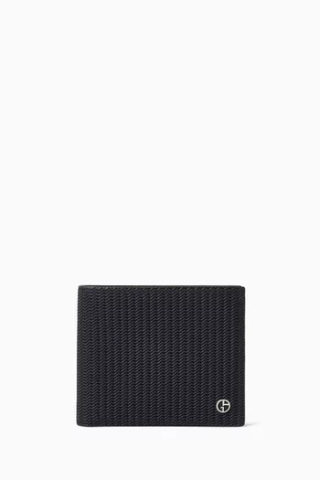 GA Logo Bifold Wallet in Textured Leather