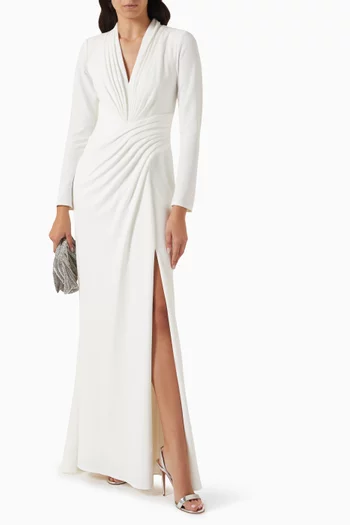 Pullman Draped High Slit Gown in Crepe