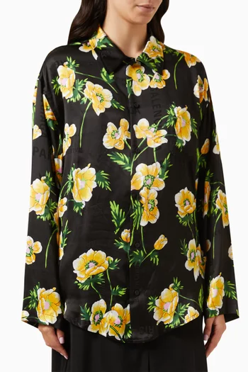 Floral Minimal Shirt in Silk Jacquard