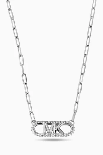 Pavé Empire Logo Necklace in Sterling Silver