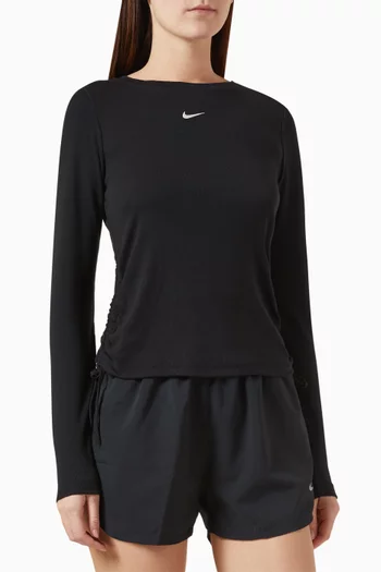Long-sleeve Top in Ribbed Fabric