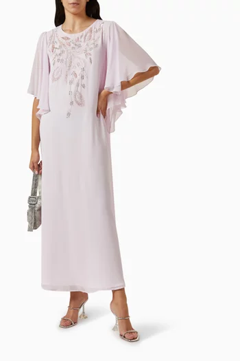 Hand Embroidered Jalabiya in Chiffon