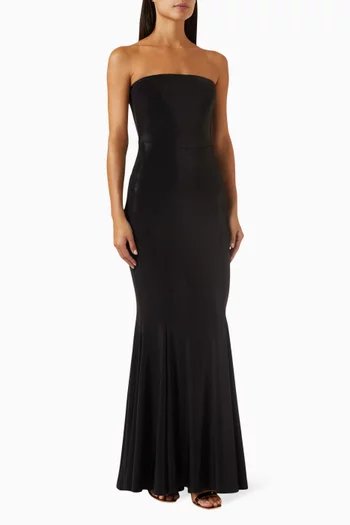 Strapless Fishtail Gown in Stretch Lamé