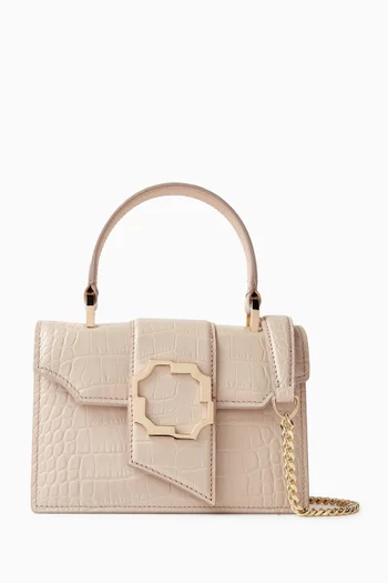 Mini Audrey Top-handle Bag in Croc-embossed Leather
