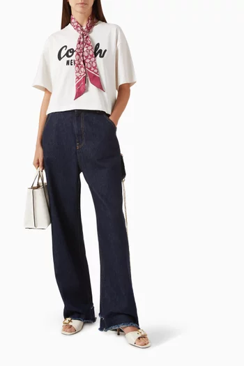 Cursive Logo-print Crop T-shirt in Cotton-jersey
