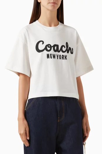 Cursive Logo-print Crop T-shirt in Cotton-jersey