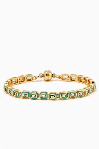 Bezel CZ Emerald Ballier Tennis Bracelet in Gold-plated Brass